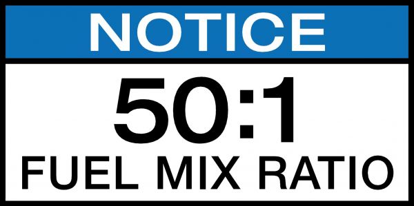 Mix Ratio Chart 50:1 2-Stroke 2-Cycle Oil Fuel Chainsaw GASOLINE STICKER DECAL (Size: 1